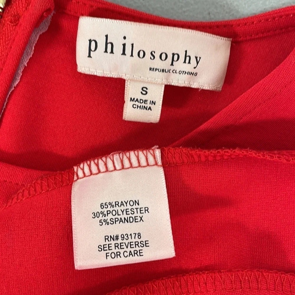 Philosophy Republic Clothing Tunic Pleated Blouse Red Size Small S - Picture 13 of 17